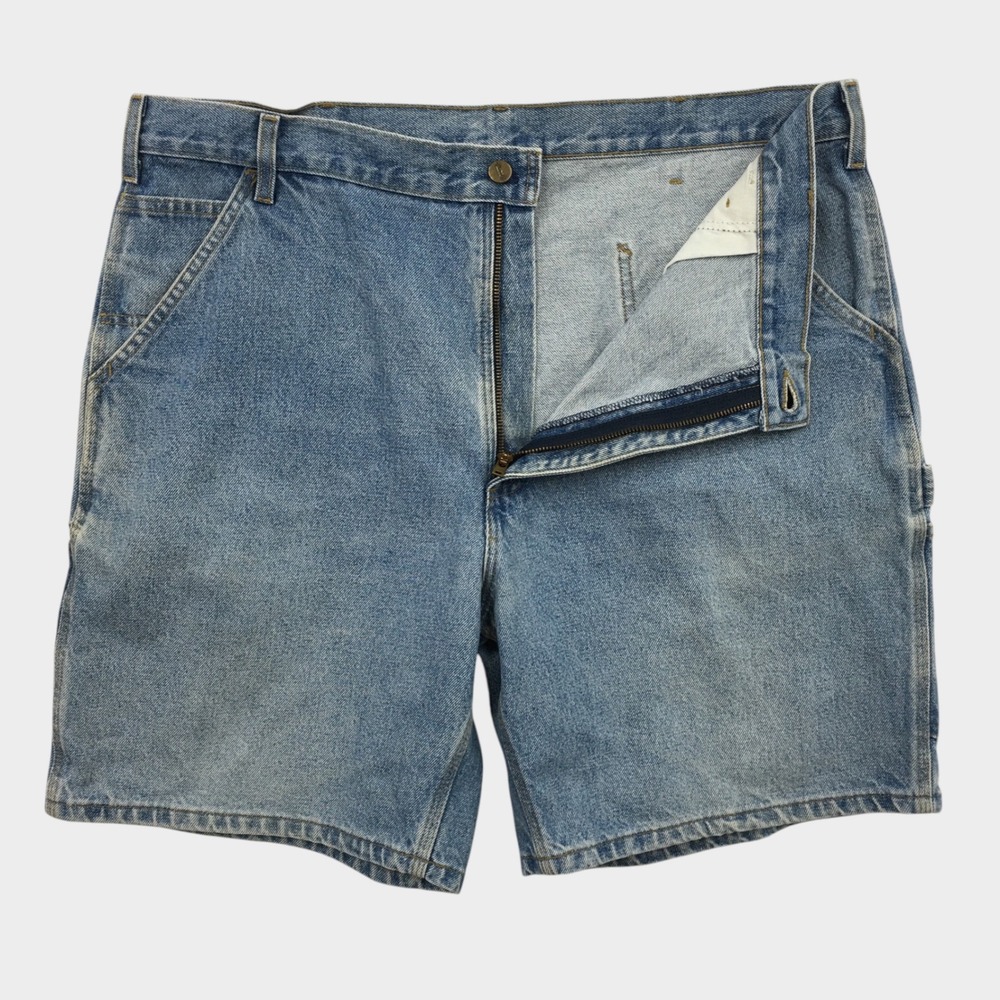 Carhartt Mens Denim Carpenter Shorts Light Wash Blue Cotton Utility Workwear 40